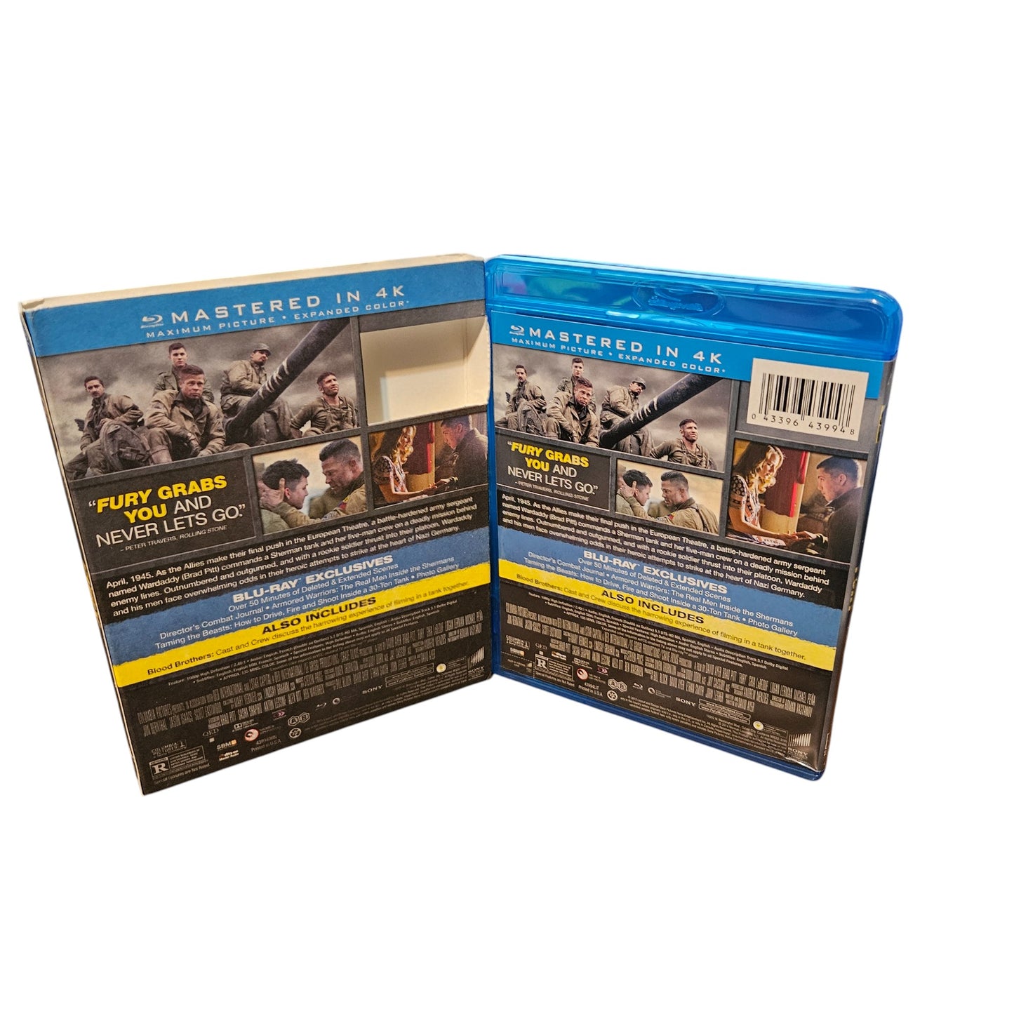 Fury - Discs Are Perfect - Blu Ray - Dvd - Brad Pitt - Slip Cover