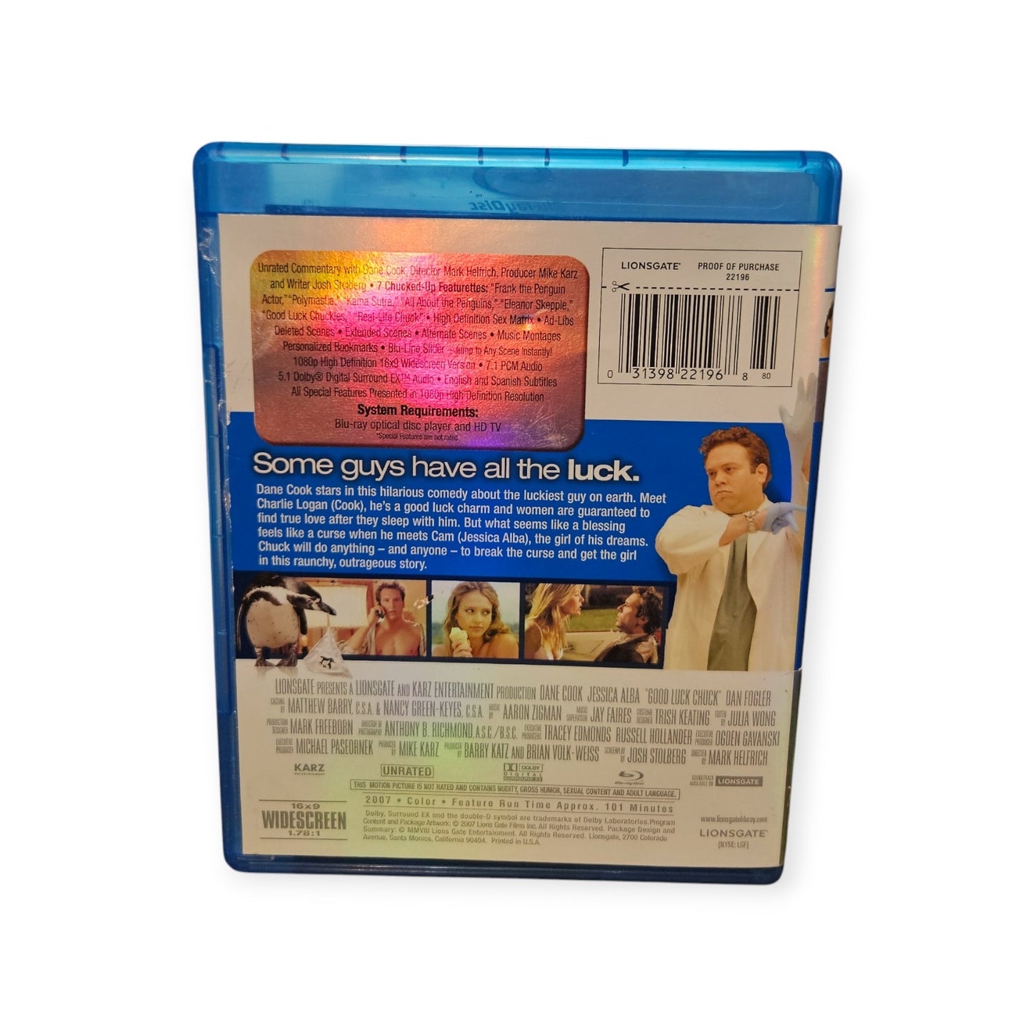 Good Luck Chuck - Perfect Disc - Unrated - Blu Ray - Dane Cook - Jessica Alba