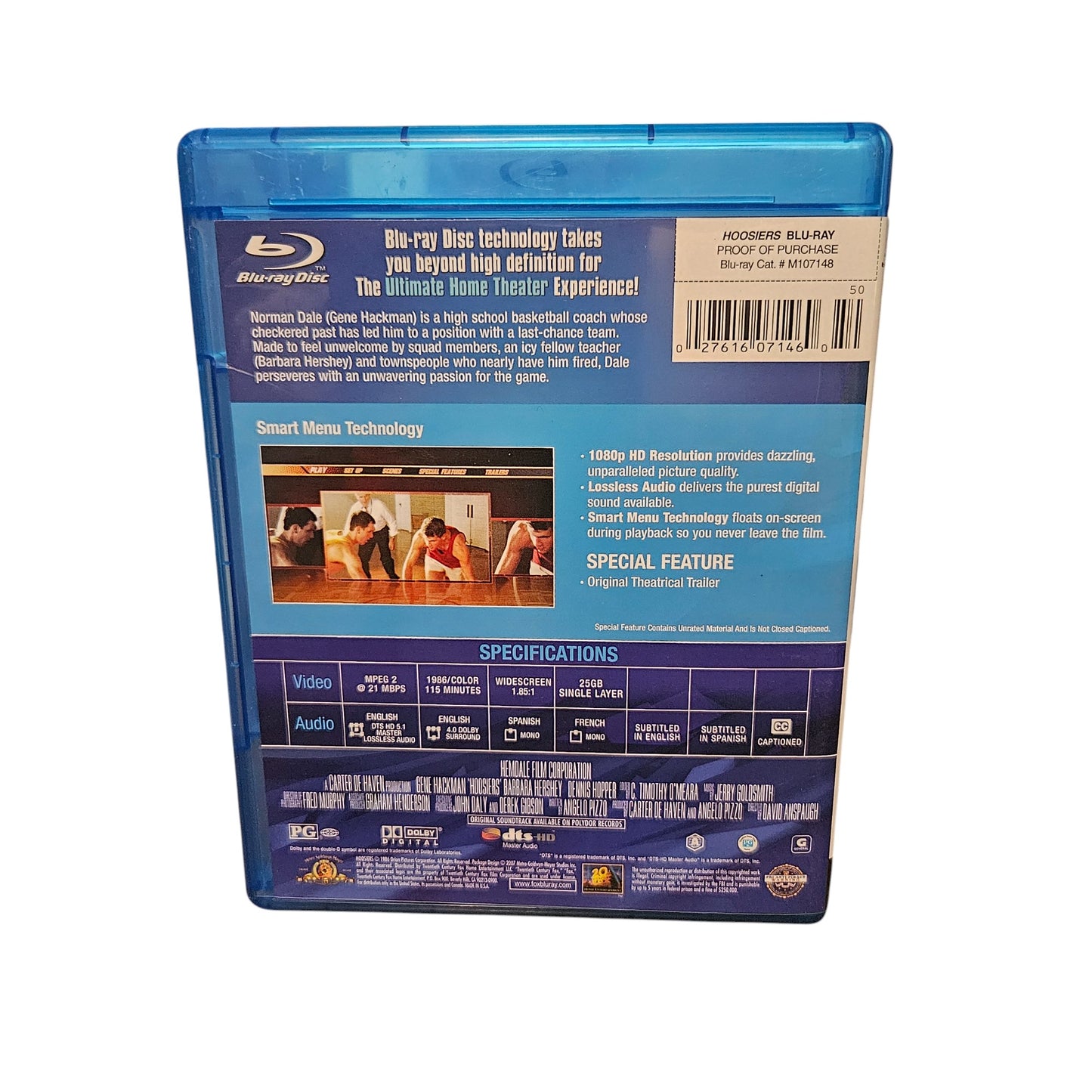 Hoosiers - Perfect Disc - Blu Ray - Gene Hackman - Dennis Hopper