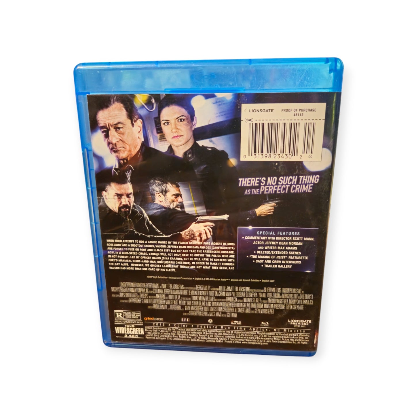 Heist - Perfect Disc - Blu Ray - Robert De Niro - Dave Bautista