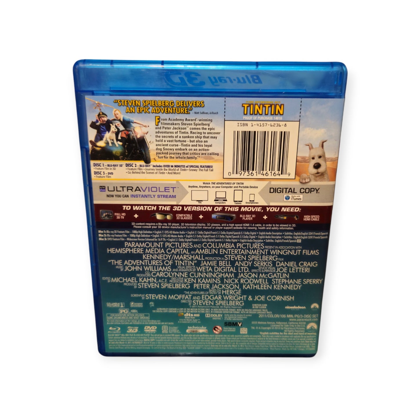 The Adventures Of Tintin - All Discs Perfect - Limited - Blu Ray - 3D - Dvd