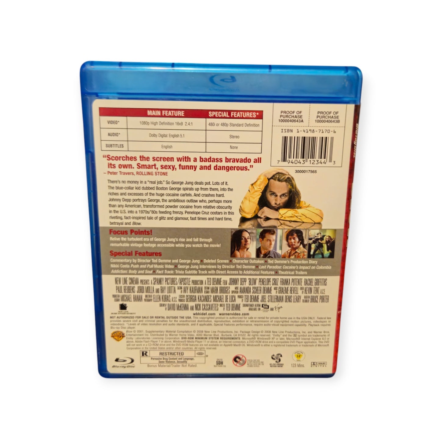 Blow - Perfect Disc - Blu Ray - Johnny Depp - Penelope Cruz